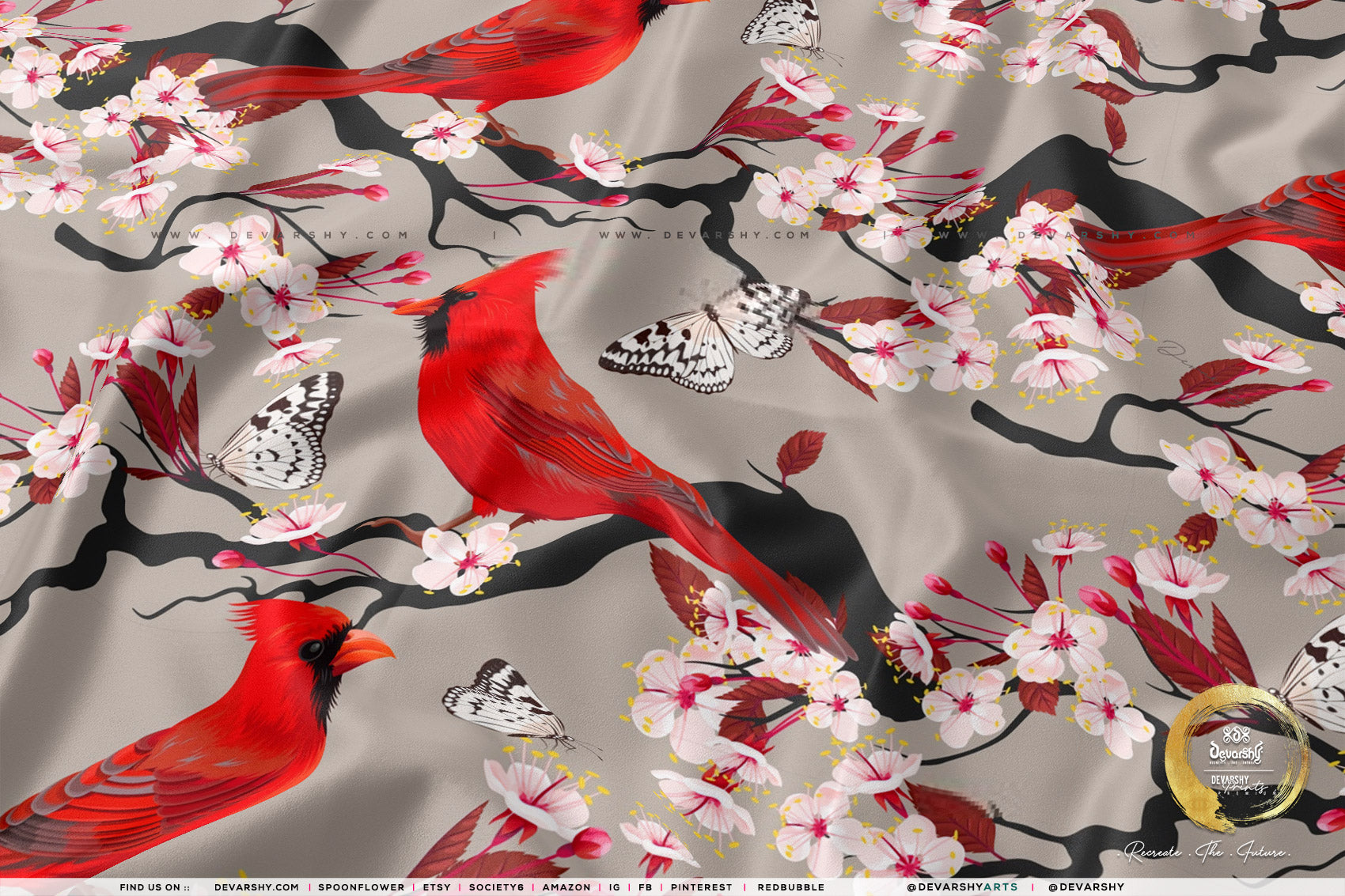 Flowers Apparel Fabric 3Meters+, 9 Designs | 8 Fabrics Option | Fabric By the Yard | D20152