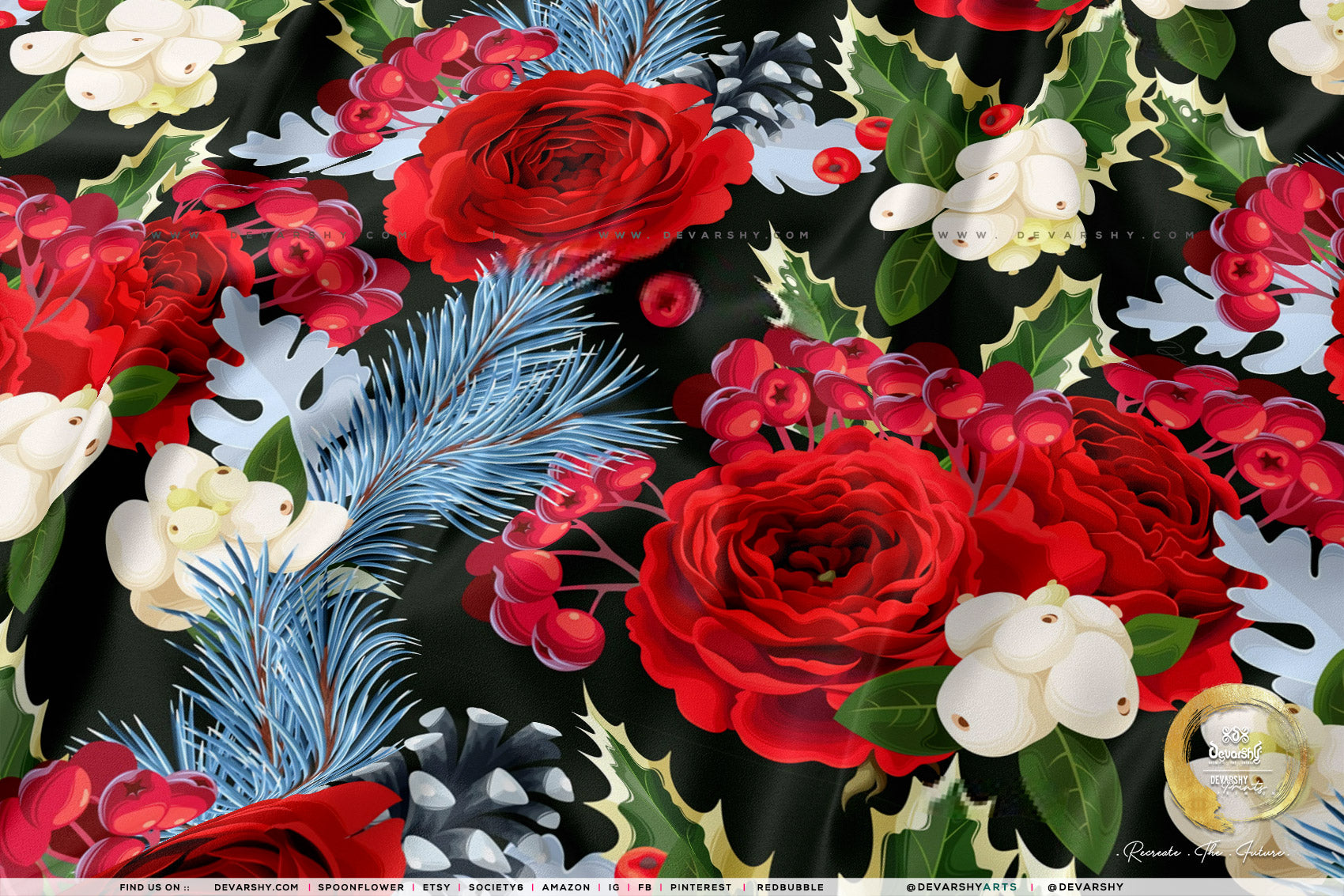 Vibrant Florals Apparel Fabric 3Meters+, 9 Designs | 8 Fabrics Option | Fabric By the Yard | D20181