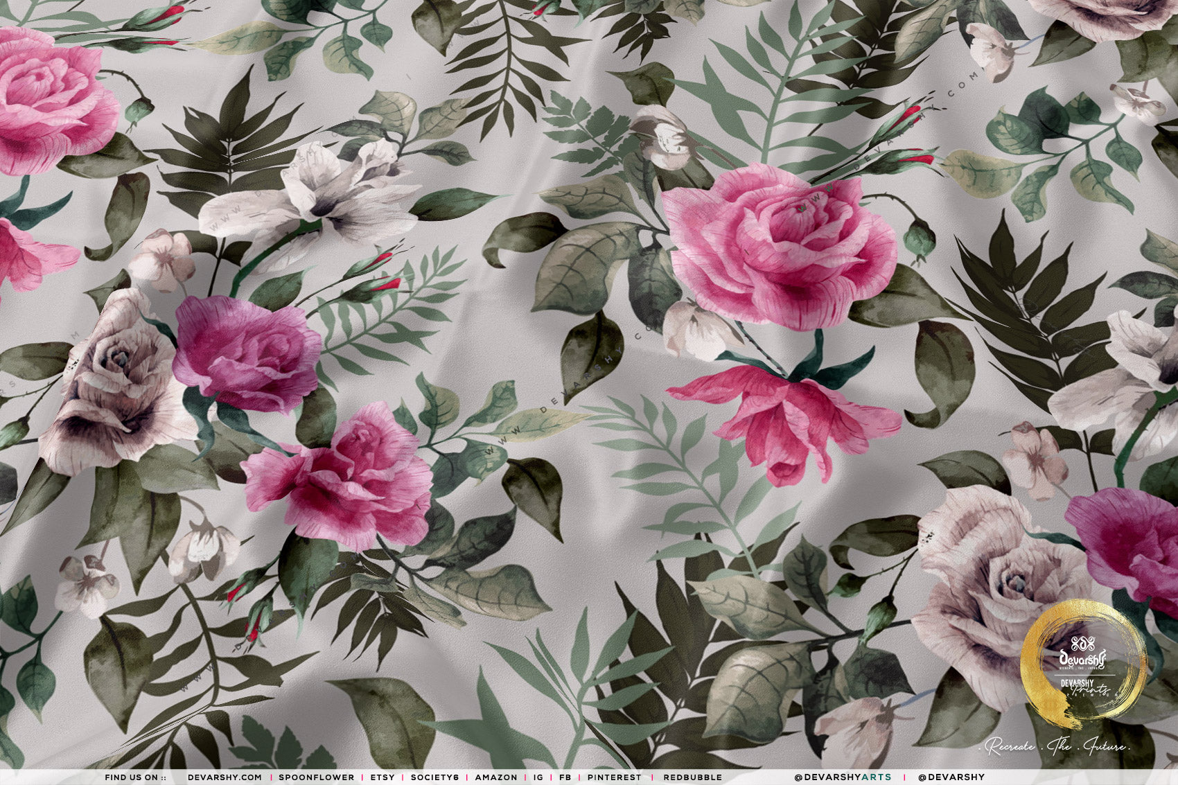 Flowers Apparel Fabric 3Meters+, 9 Designs | 8 Fabrics Option | Fabric By the Yard | D20152
