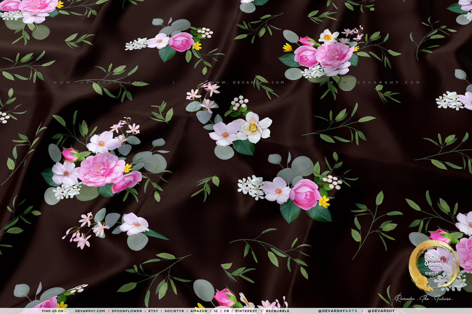 Vibrant Florals Apparel Fabric 3Meters+, 9 Designs | 8 Fabrics Option | Fabric By the Yard | D20181