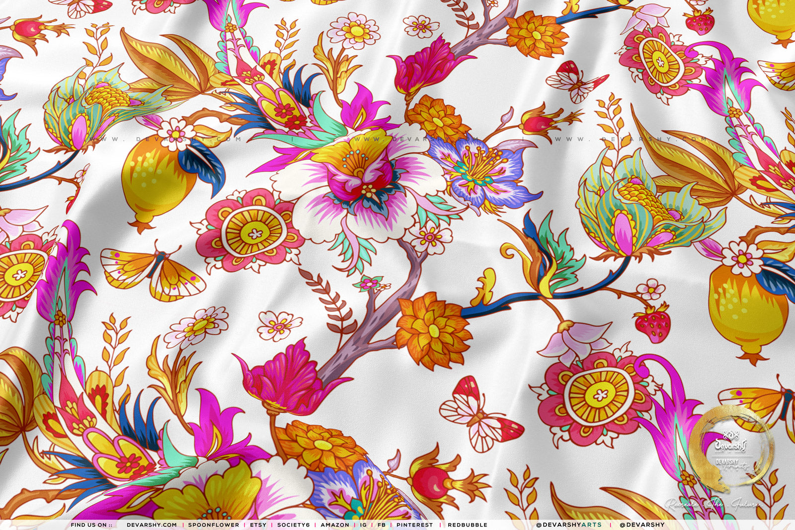 Multi Florals Apparel Fabric 3Meters+, 9 Designs | 8 Fabrics Option | Fabric By the Yard | D20133