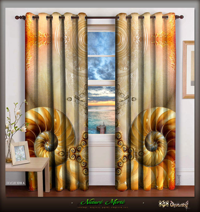 Abstract Spiral Art Print Heavy Satin Curtain Panel - 1018A.