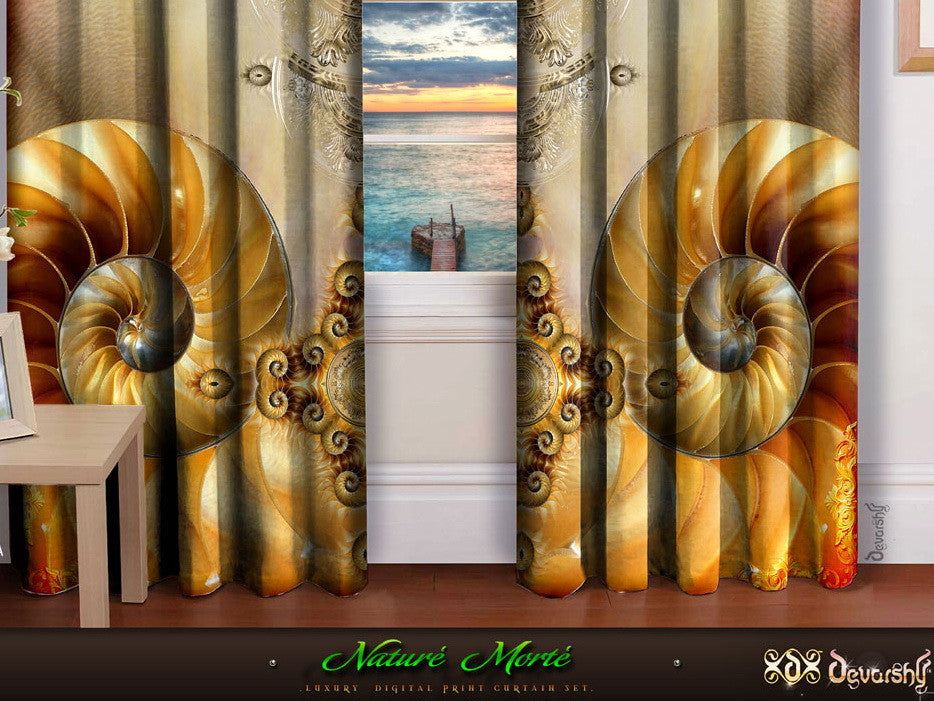 Abstract Spiral Art Print Heavy Satin Curtain Panel - 1018A.