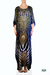 NATURE MORTE Ornate Stripes Devarshy Long Embellished Kaftan - 1036A