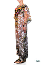 Devarshy Designer Digital print Luxury Crystals Ornate Long Embellished Kaftan -1047A , Apparel - DEVARSHY, DEVARSHY
 - 2