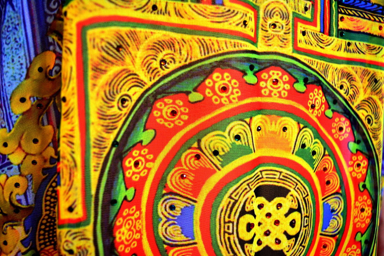 Devarshy Designer Digital print Decorous Tibetan painting Long Embellished Kaftan - 1065C , Apparel - DEVARSHY, DEVARSHY
 - 4