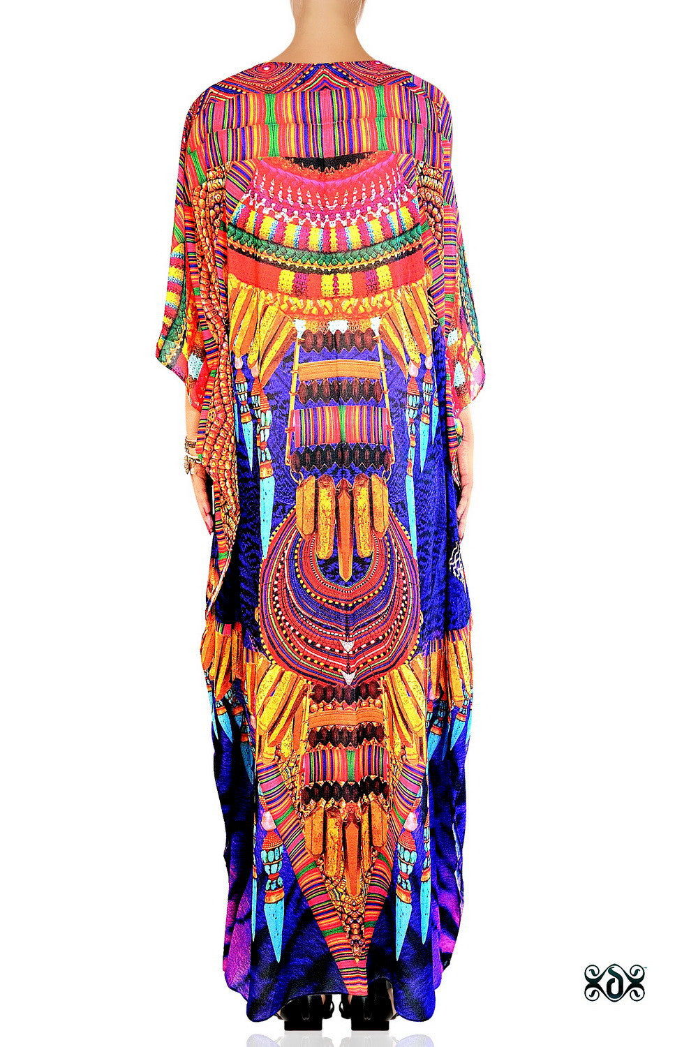 Devarshy Designer Violet Animal Print African Design Long Embellished V-Neck Kaftan -1072A , Apparel - DEVARSHY, DEVARSHY
 - 3
