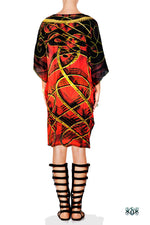 AURUM 79 Radiant Scarlet Spirals Devarshy Pure Silk Short Kaftan - 1078B
