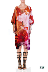 Devarshy Serene Mona Lisa ART CLASSIQUE Pure 100% Silk Short Kaftan - 1079A