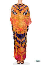 Devarshy Animal Print Gold Ornate Long Embellished Designer Maxi Kaftan - 1084A , Apparel - DEVARSHY, DEVARSHY
 - 3
