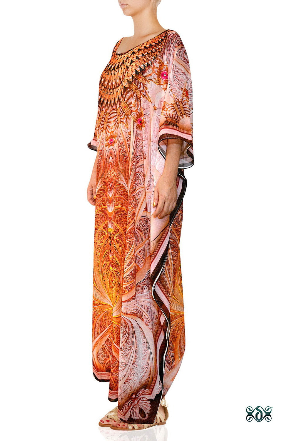 Devarshy Designer Digital Print Beautiful Long Embellished Beachwear Kaftan - 1090A , Apparel - DEVARSHY, DEVARSHY
 - 2