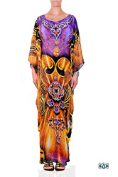 AURUM 79 Vibrant Yellow Ornate Devarshy Long Embellished Kaftan - 1105A