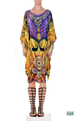 AURUM 79 Vibrant Ornate Contrast Devarshy Short Georgette Kaftan - 1105A
