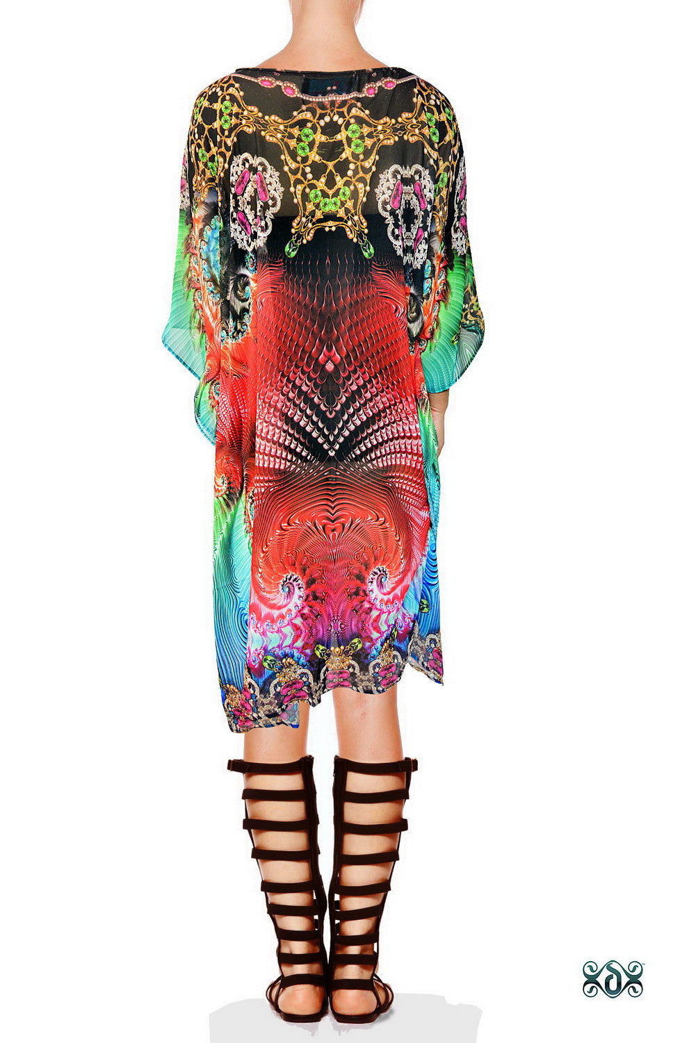 AERO-TERRANIUS Decorous Contrast Devarshy Short Georgette Kaftan - 1106A