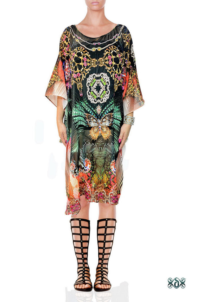 AERO-TERRANIUS Swirling Terrains Devarshy Short Georgette Kaftan - 1106C