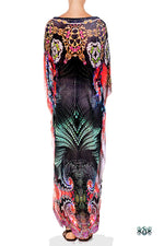Devarshy Dark Swirling Terrain Design Long Embellished Designer Kaftan Dress - 1106C , Apparel - DEVARSHY, DEVARSHY
 - 3