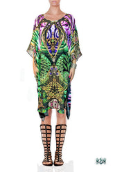 SUB-AQUALOGY Sea Green Corals Devarshy Short Georgette Kaftan - 1107A