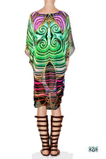 SUB-AQUALOGY Sea Green Corals Devarshy Short Georgette Kaftan - 1107A
