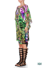 SUB-AQUALOGY Sea Green Corals Devarshy Short Georgette Kaftan - 1107A