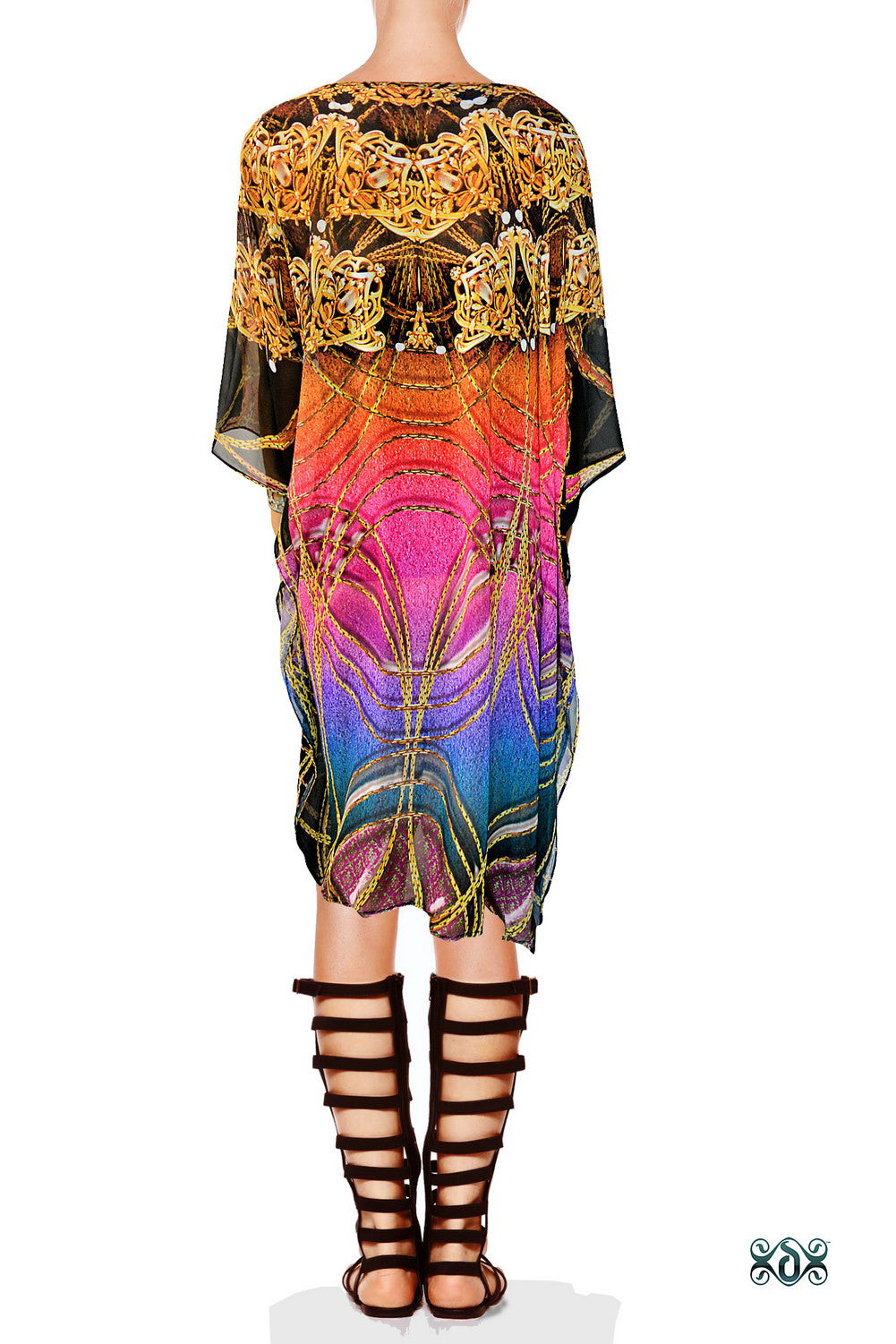 Aurum 79 Golden Intricate Devarshy Embellished Short Georgette Kaftan - 1113B