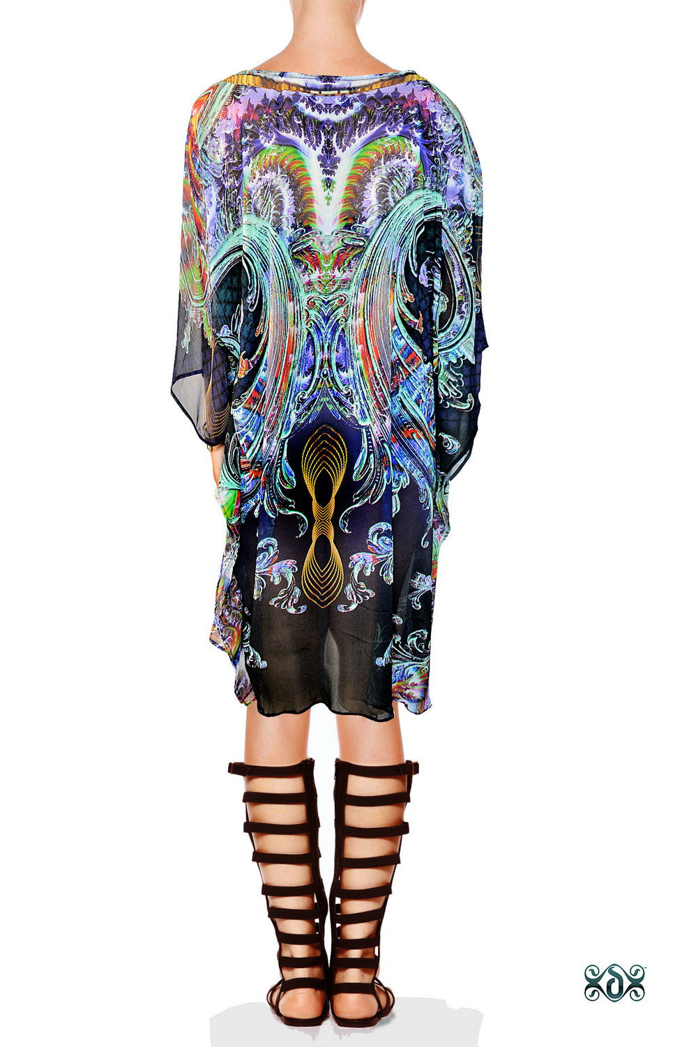 AERO-TERRANIUS Blue Waves Devarshy Short Georgette Kaftan - 1114A