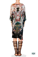 AERO-TERRANIUS Crystals Embellished Devarshy Short Georgette Kaftan - 1114B