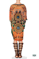 MORROQOE Blue Intricate Ornate Devarshy Short Georgette Kaftan - 1115B