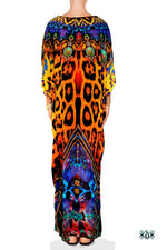 NATURE MORTE Vibrant Animal Print Devarshy Long Embellished Kaftan - 1120A
