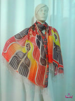 LA FUTURISMO Futuristic Orange Devarshy Printed Long Stole - 1017A.