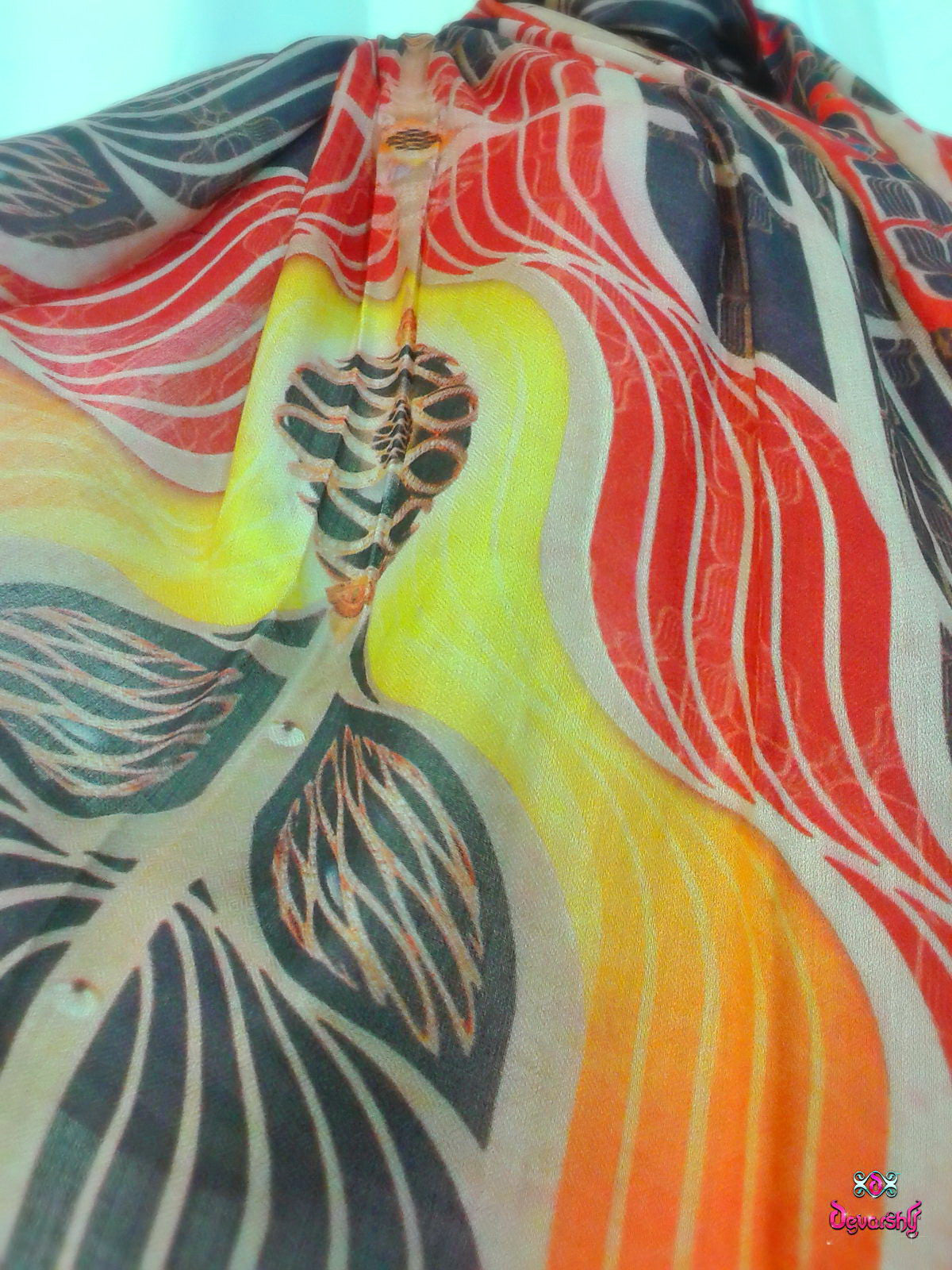 LA FUTURISMO Futuristic Orange Devarshy Printed Long Stole - 1017A.