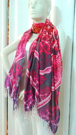 LA FUTURISMO Abstract Pink Devarshy Printed Viscose Long Stole - 1075C.