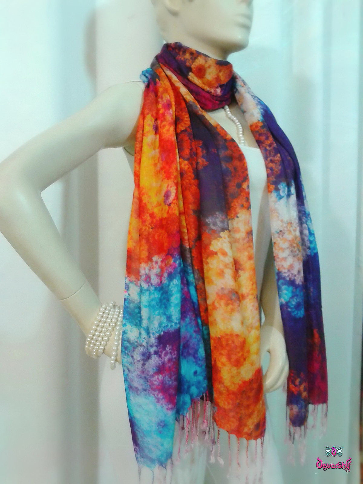 MICROCOSMOS Beautiful Vibrant Devarshy Printed Long Stole - 1076A.