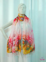 LA FUTURISMO Artistic Gradient Devarshy Printed Long Viscose Stole - 1078C.