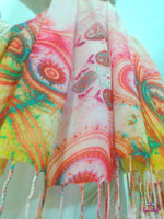 LA FUTURISMO Artistic Gradient Devarshy Printed Long Viscose Stole - 1078C.