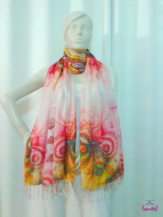 LA FUTURISMO Artistic Gradient Devarshy Printed Long Viscose Stole - 1078C.