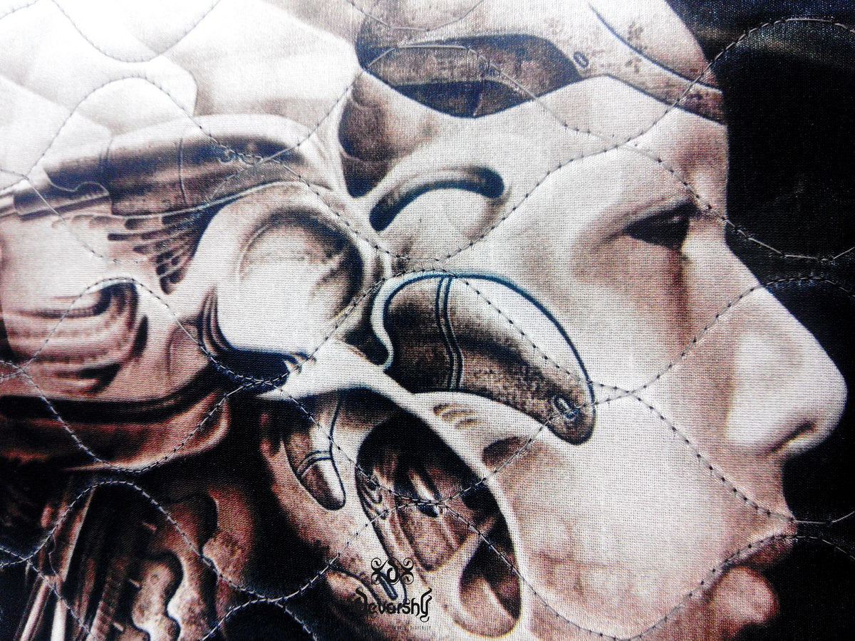 Robotic Digital Fantasy Art Printed Devarshy Quilted Laptop Sleeve.