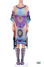 Devarshy Digital print Pearls Design Short Pure Silk Kaftan -1004 A , Apparel - DEVARSHY, DEVARSHY
 - 1