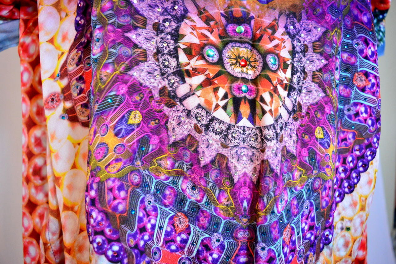 Devarshy Digital print Pearls Design Short Pure Silk Kaftan -1004 A , Apparel - DEVARSHY, DEVARSHY
 - 4