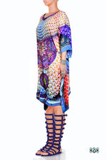 Devarshy Digital print Pearls Design Short Pure Silk Kaftan -1004 A , Apparel - DEVARSHY, DEVARSHY
 - 2