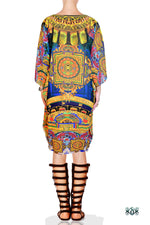 Devarshy Navy Blue Digital Print Intricate Painting Short Embellished Designer Kaftan- 1065 B , Apparel - DEVARSHY, DEVARSHY
 - 3