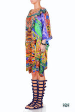 Devarshy Intricate Tibetan Thangka Printed Short Georgette Kaftan - 1064C.