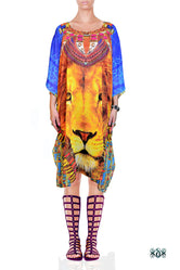 NATURE MORTE Majestic Blue Animal Print Devarshy Short Kaftan - 1092D