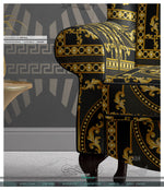 Golden Circles Upholstery Fabric 3meters 6 Designs & 12 Furnishing Fabrics Golden Baroque Fabric By the Yard | 039