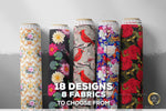 Flowers Apparel Fabric 3Meters+, 9 Designs | 8 Fabrics Option | Fabric By the Yard | D20152