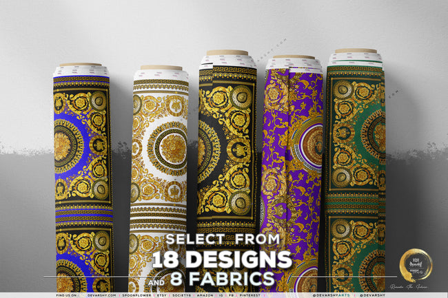 Gold Medallion Apparel Fabric 3Meters+, 9 Designs | 8 Fabrics Option | Fabric By the Yard | 030
