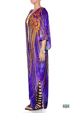 NATURE MORTE Ornate Chains Animal Print Devarshy Long Georgette Kimono Jacket