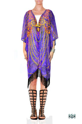 NATURE MORTE Ornate Chains Animal Print Devarshy Short Georgette Kimono Jacket