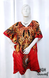 NATURE MORTE Fiery Feathers Devarshy Short Embellished Kaftan - 1038A