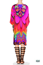 Spectrum Mania Scarlet Pure Silk Short Kaftan - JK 19