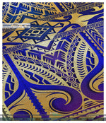 Cobalt Blue Area Rug, Polynesian Art Carpet, Maori Art Rug, Chenille Area Rug for Bedroom 3 Sizes | 100529